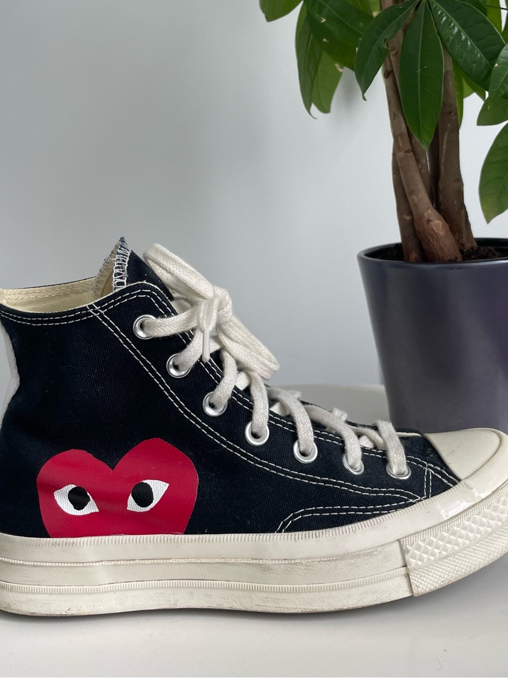 Women Size 8 Converse Chuck Taylor Hi Comme des Garcons Play Black Red Shows
